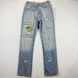 Diesel Jeans Mens 26x34‎ Straight Leg Elastic Waist Division Patch Vintage Rare